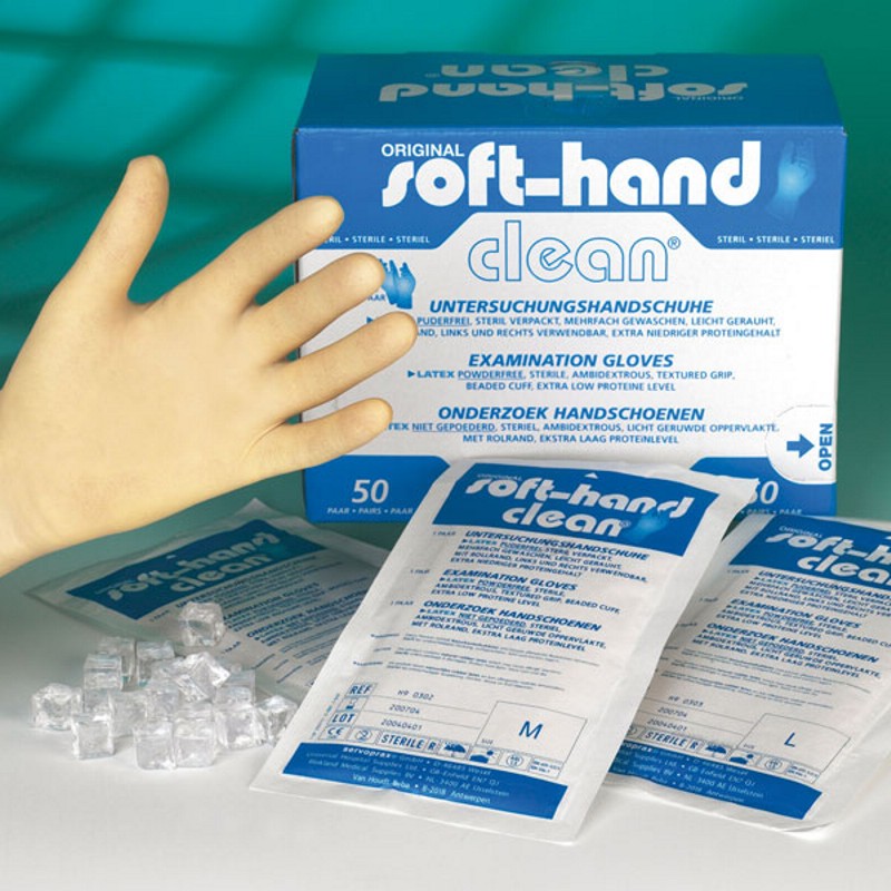 Latex Handschuhe Softhand puderfrei paarweise steril verpackt mittel (50 Stück)